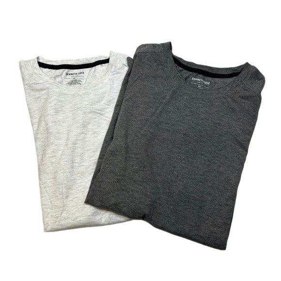 Kenneth Cole T-Shirts 2-Pack Mens 2XL Crew‎ Neck Organic Cotton Gray & Cream - Picture 1 of 5